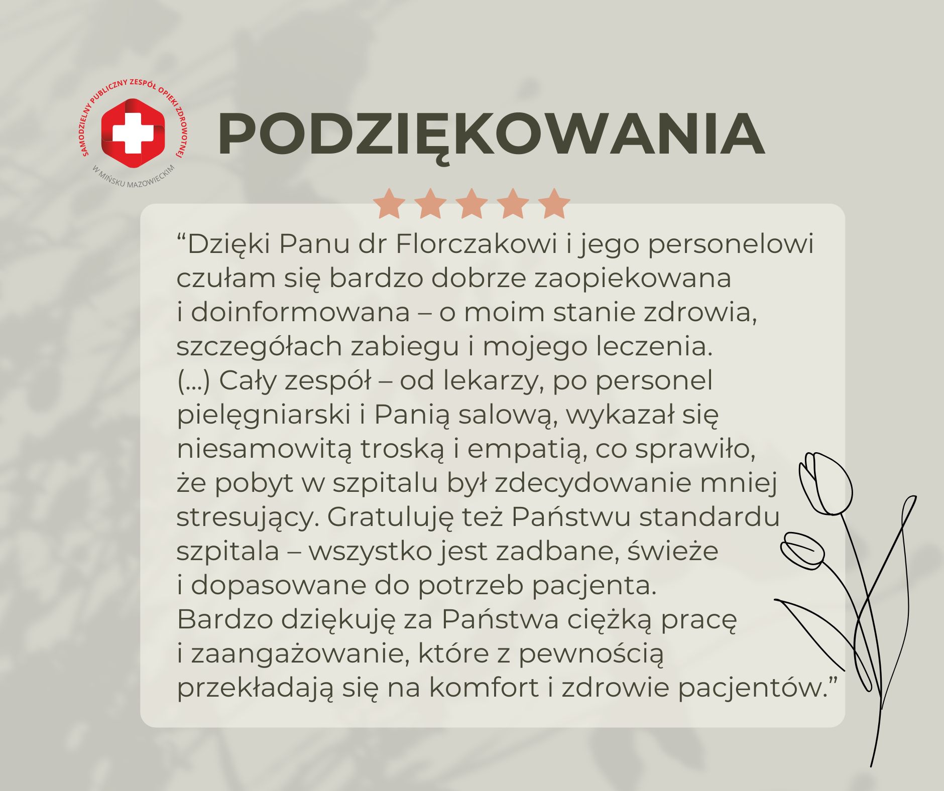 Read more about the article Podziękowania dla Zespołu Oddziału Ginekologiczno-Położniczego