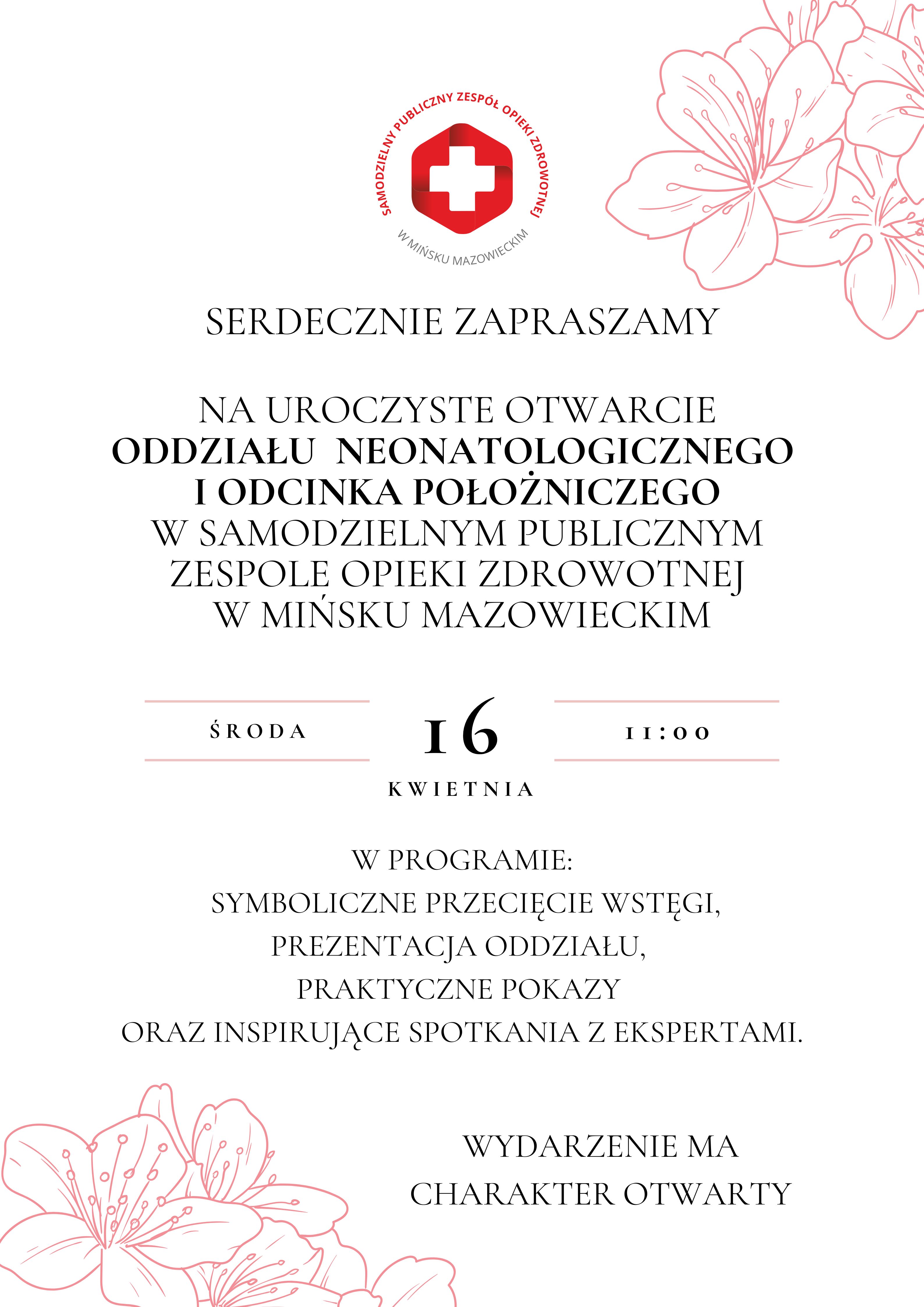 Read more about the article 👶 Zapraszamy na uroczyste otwarcie Oddziału Neonatologicznego i Odcinka Położniczego w SPZOZ w Mińsku Mazowieckim!