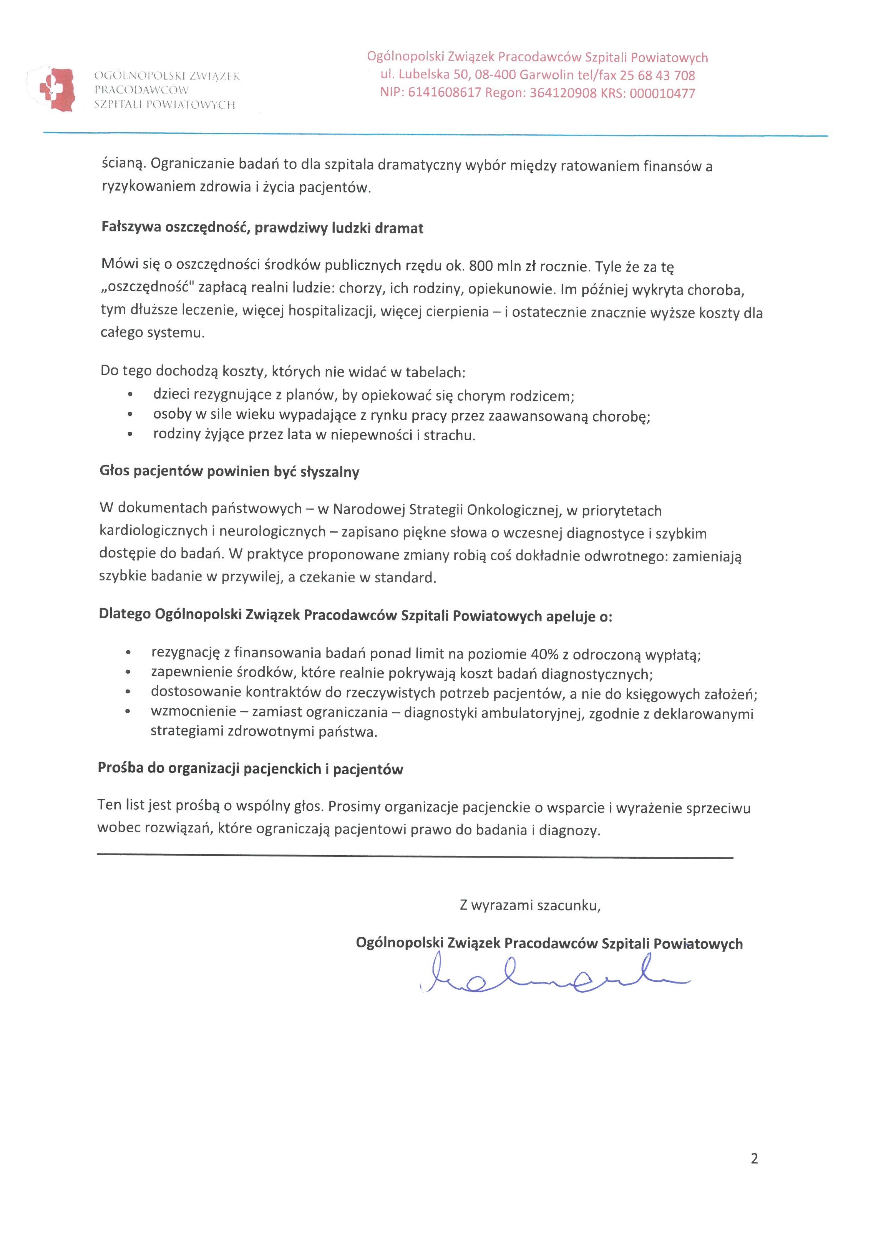 You are currently viewing List otwarty do organizacji pacjenckich i pacjentów w związku z planowanymi zmianami w finansowaniu świadczeń diagnostycznych w ambulatoryjnej opiece specjalistycznej (AOS)