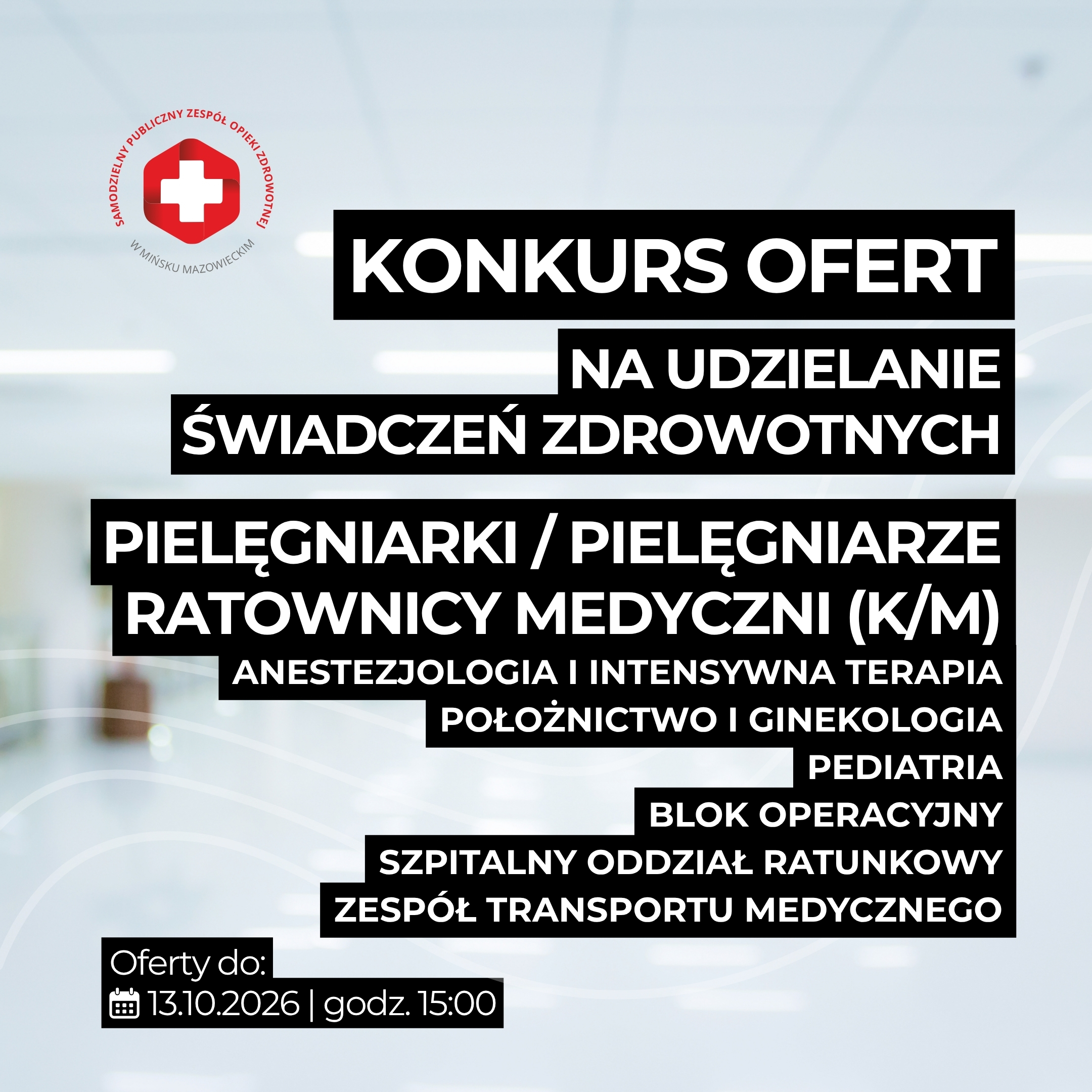You are currently viewing Pielęgniarka / Pielęgniarz, Ratownik Medyczny (K/M) – konkurs ofert | SPZOZ w Mińsku Mazowieckim