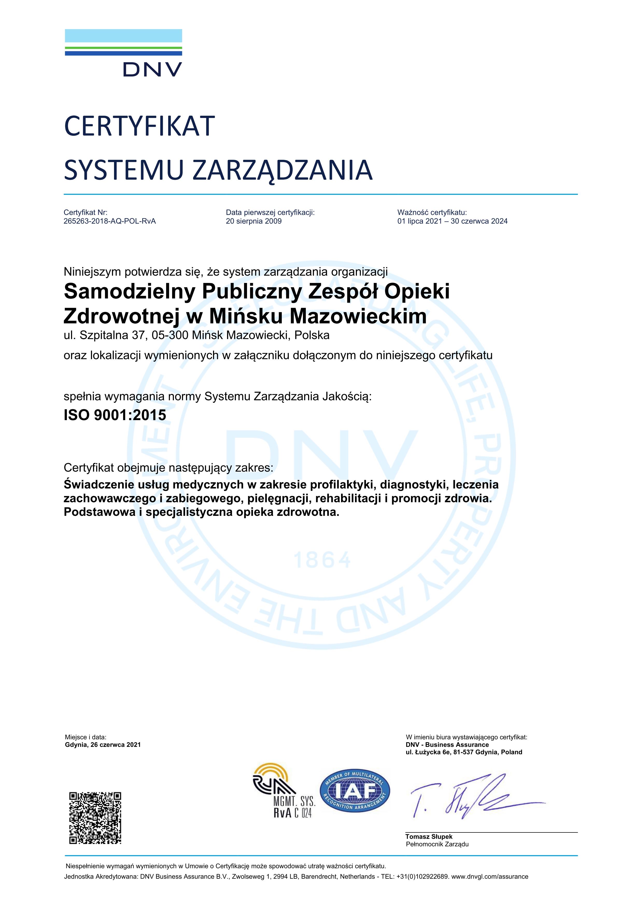 certyfikaty - ISO 9001 265263 2018 AQ POL RvA rev1 pl 20210626 20210628065528 2 2_1