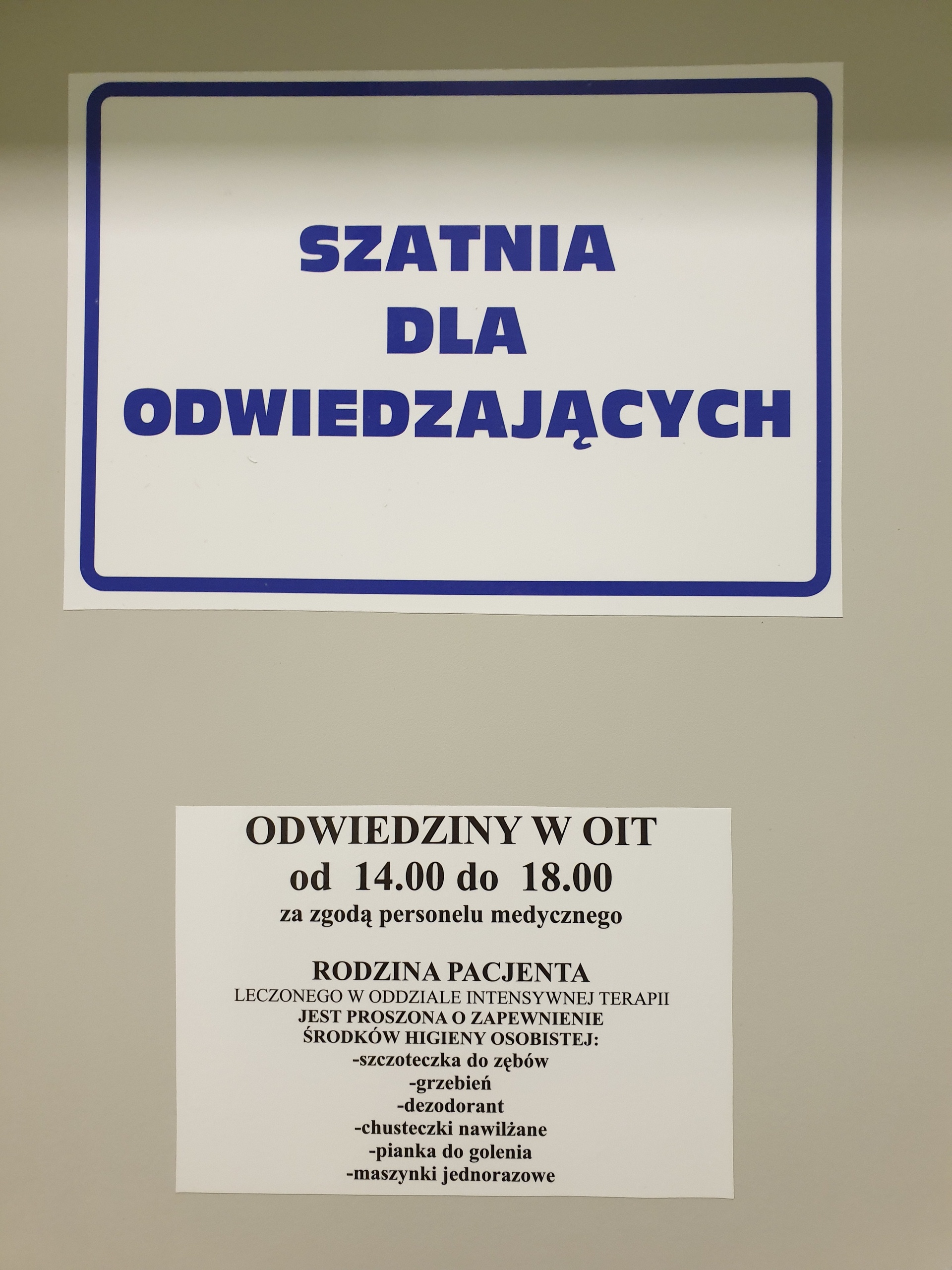 Oddział AiIT - szatnia dla odwiedzających